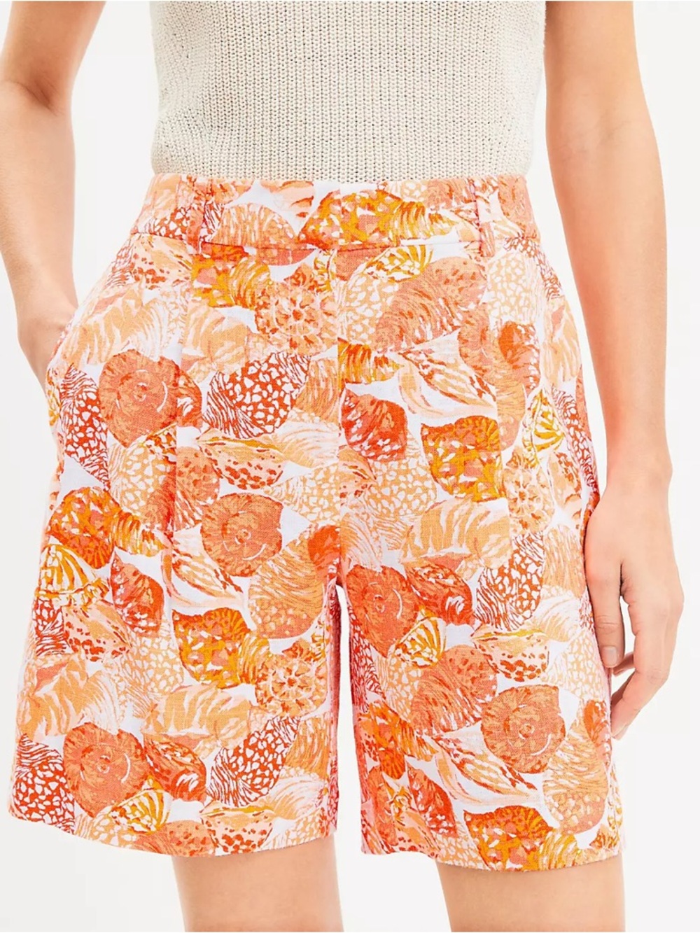 Loft Peyton Linen Blend High-Waist Shorts Size 6